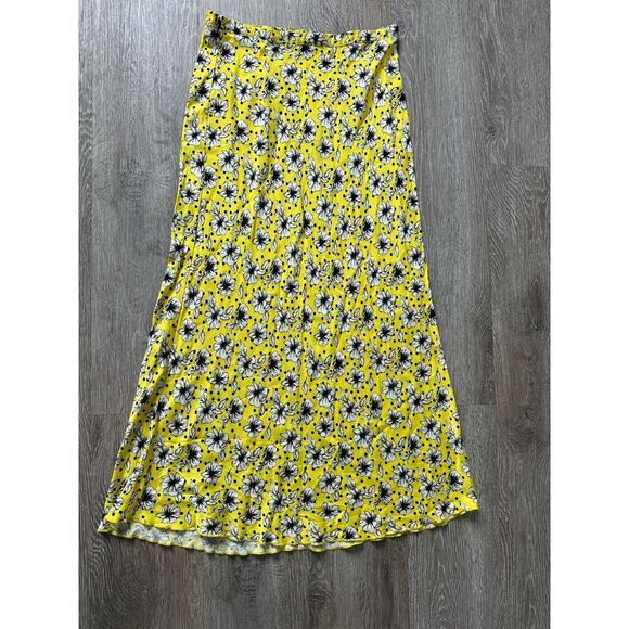 Zara EUC Floral Print A-Line Midi Skirt Yellow Size Size M Bloggers Fav - Picture 14 of 15